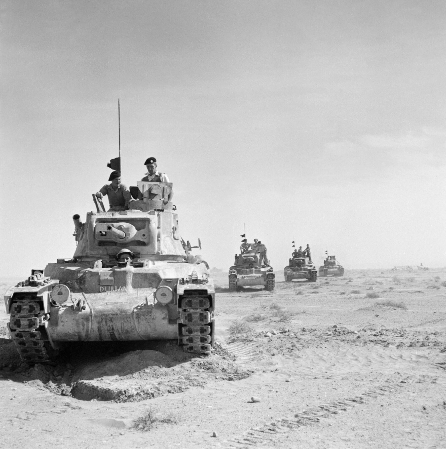 Matilda tanks on the move outside the perimeter of Tobruk Libya 18 November 1941.jpg